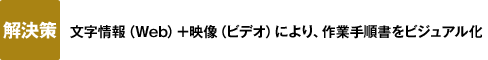 【解決策】文字情報（Web)＋映像（ビデオ）により、作業手順書をビジュアル化